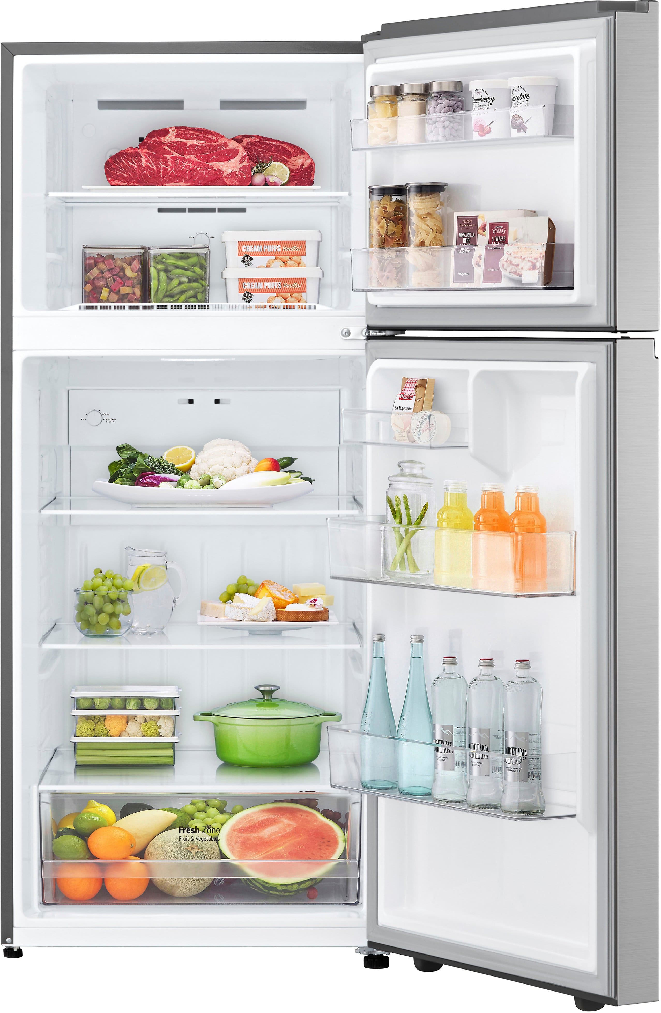 Alt View 4. LG - 17.5 Cu. Ft. Garage Ready Top-Freezer Refrigerator with Reversible Doors - Stainless Steel.