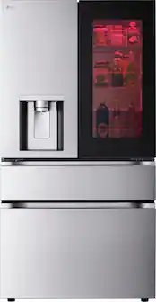 LG - 36-in Wide Standard-Depth MAX 28.6 Cu. Ft. 4-Door French Door-in-Door Smart Refrigerator with InstaView MyColor - Stainless Steel