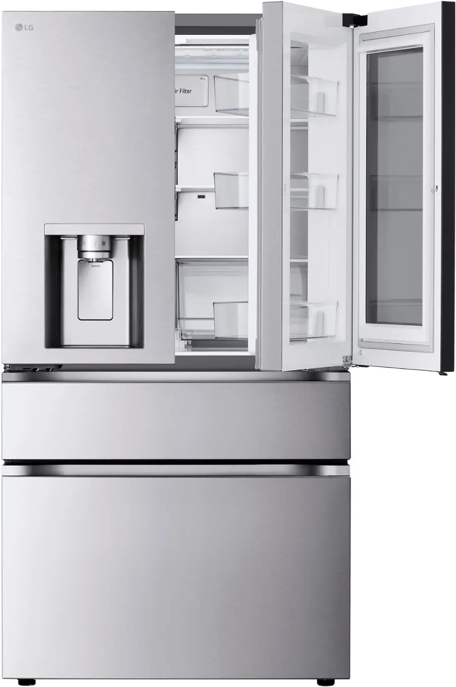 Alt View 3. LG - Standard-Depth MAX 28.6 Cu. Ft. 4-Door French Door-in-Door Smart Refrigerator with InstaView MyColor - PrintProof Stainless Steel.