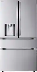 LG - Counter-Depth MAX 24.5 Cu. Ft. 4-Door French Door Smart Refrigerator with Full-Convert Drawer - Stainless Steel - Front_Zoom