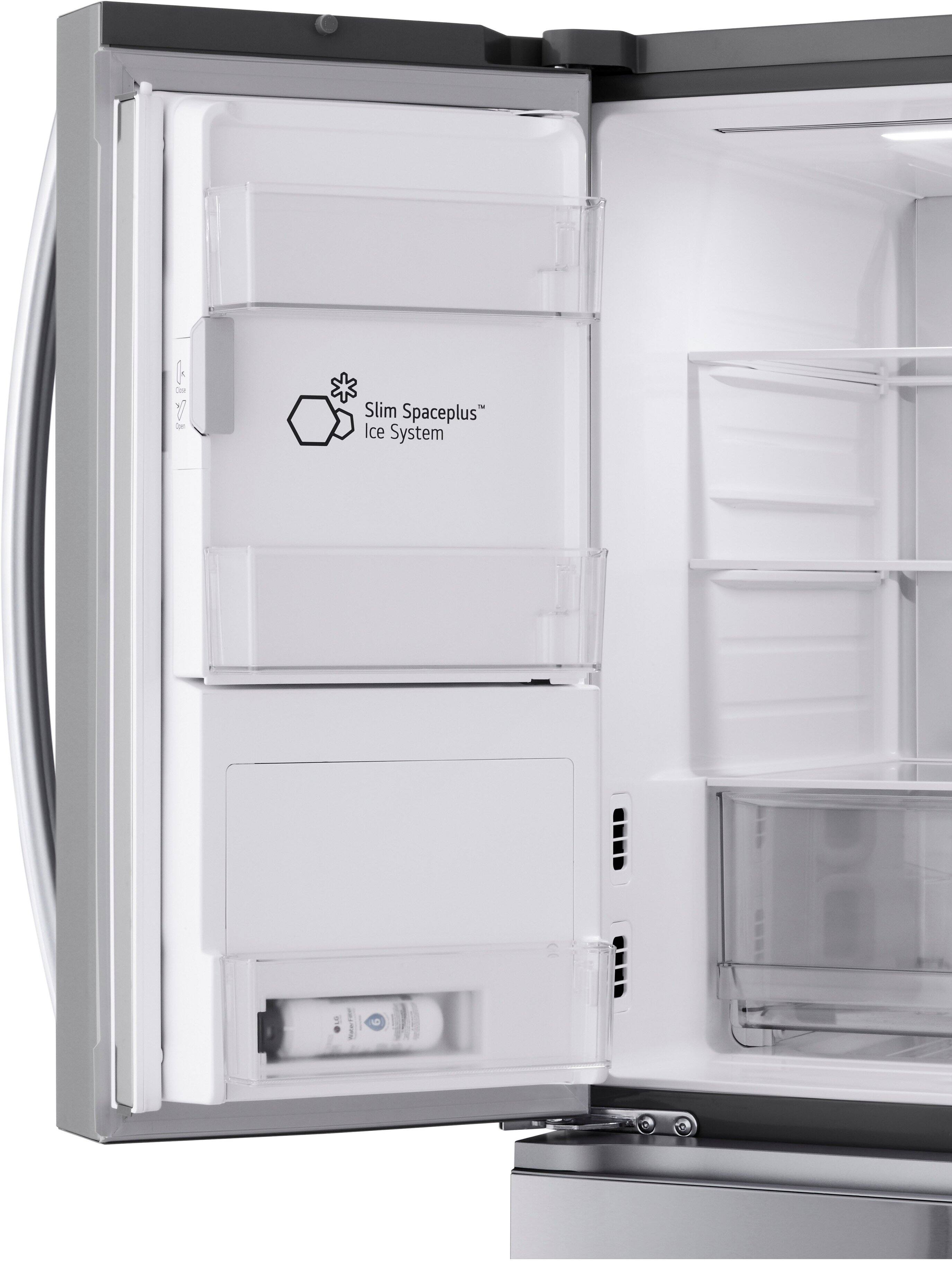 Alt View 4. LG - Counter-Depth MAX 24.5 Cu. Ft. 4-Door French Door Smart Refrigerator with Full-Convert Drawer - PrintProof Stainless Steel.