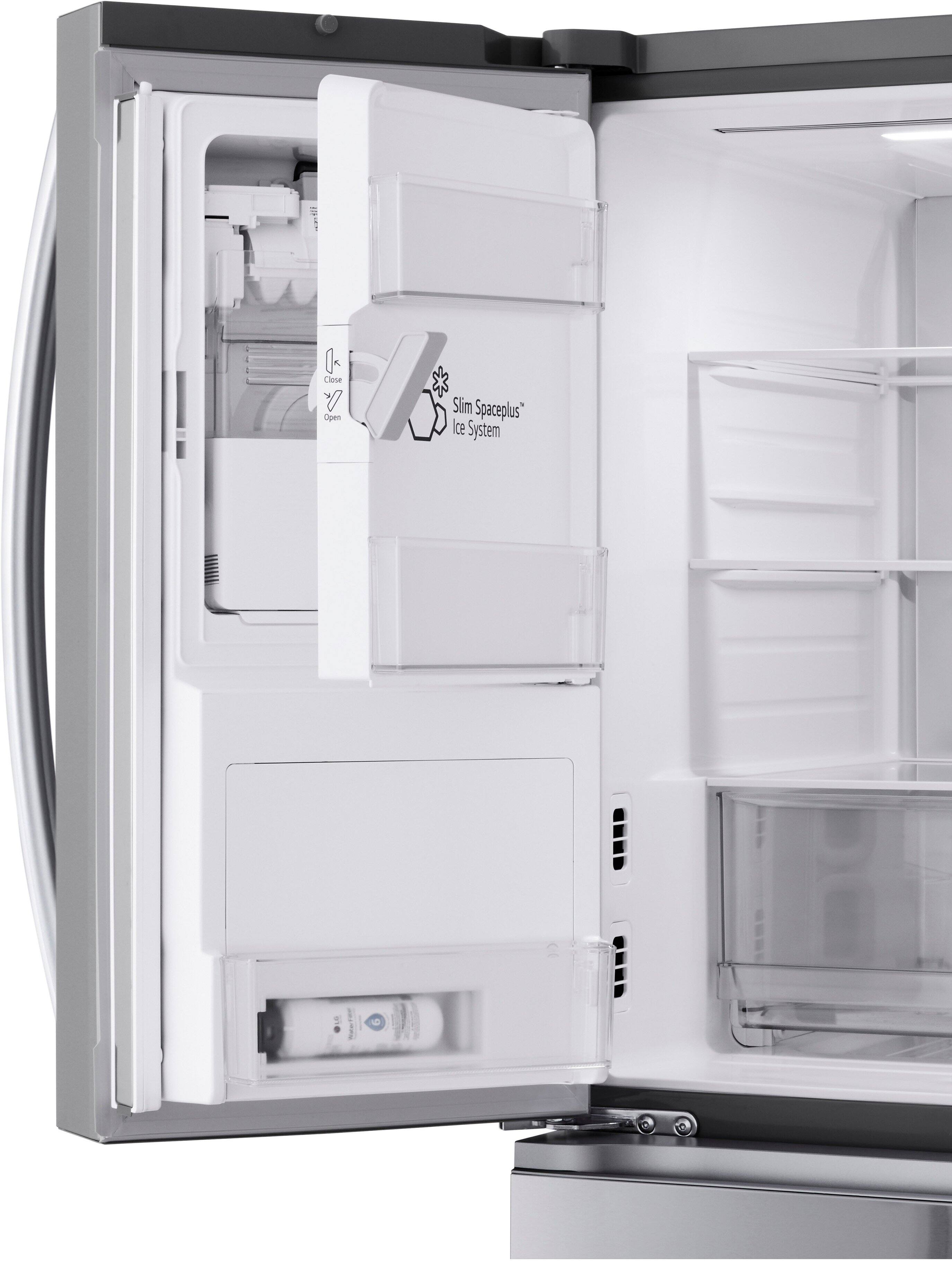 Alt View 5. LG - Counter-Depth MAX 24.5 Cu. Ft. 4-Door French Door Smart Refrigerator with Full-Convert Drawer - PrintProof Stainless Steel.