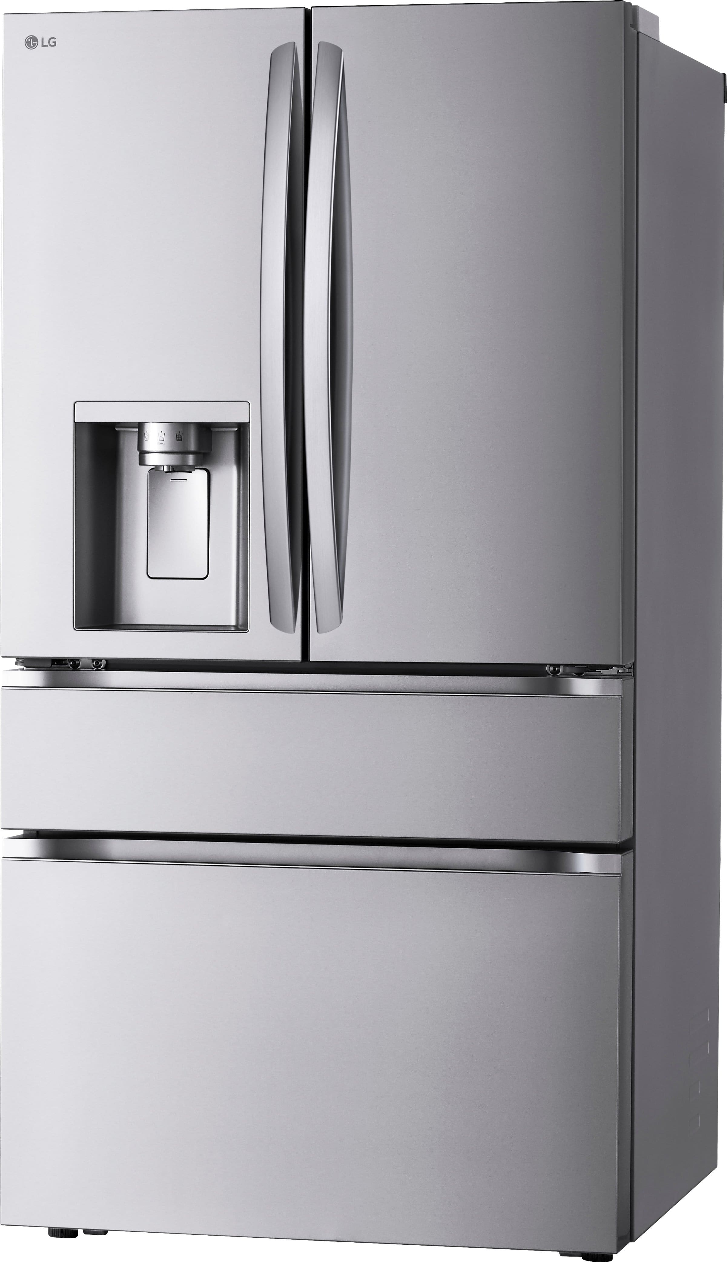 Left. LG - Counter-Depth MAX 24.5 Cu. Ft. 4-Door French Door Smart Refrigerator with Full-Convert Drawer - PrintProof Stainless Steel.