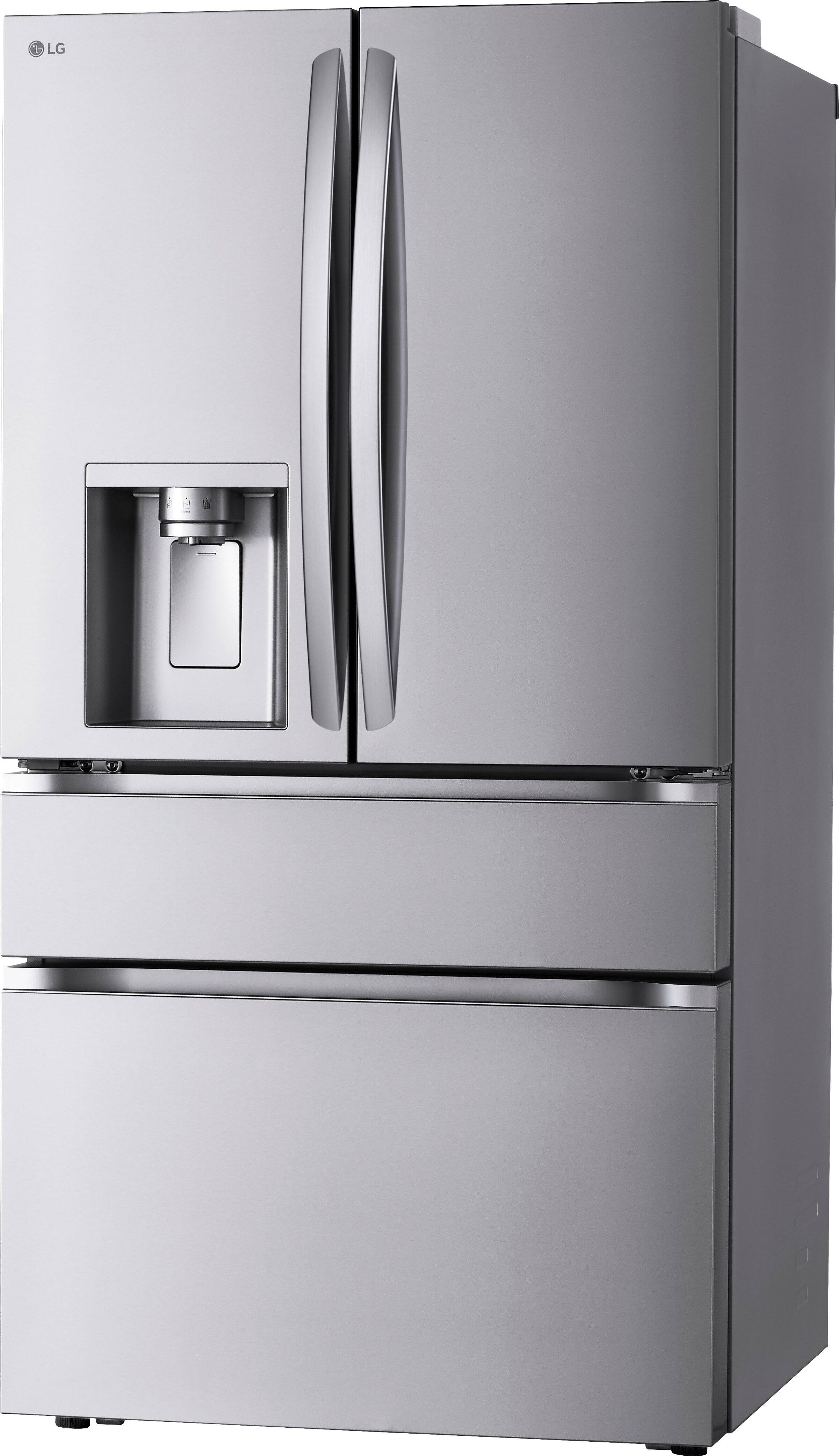 Left. LG - Counter-Depth MAX 24.5 Cu. Ft. 4-Door French Door Smart Refrigerator with Full-Convert Drawer - PrintProof Stainless Steel.