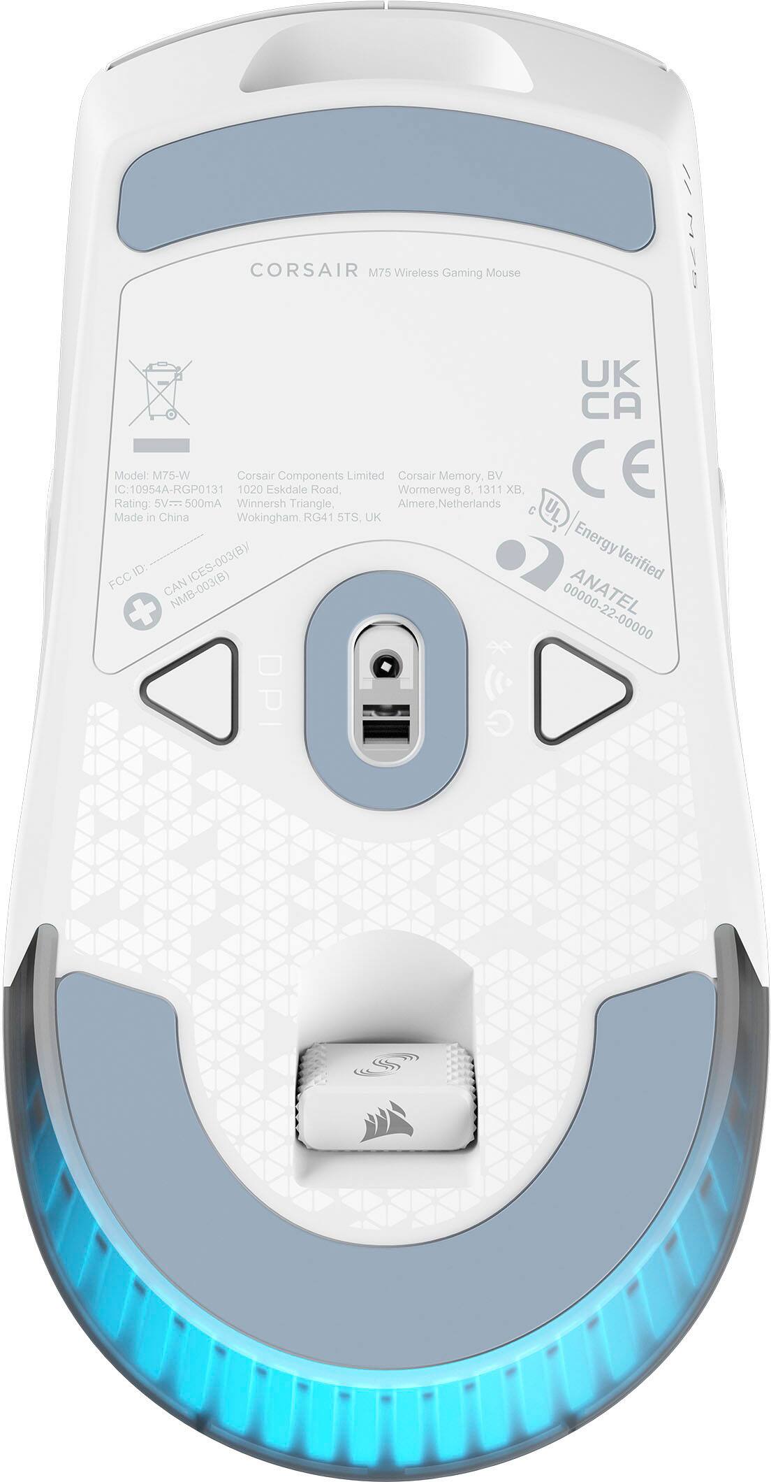 Alt View 15. CORSAIR - M75 WIRELESS Lightweight RGB Gaming Mouse - White.