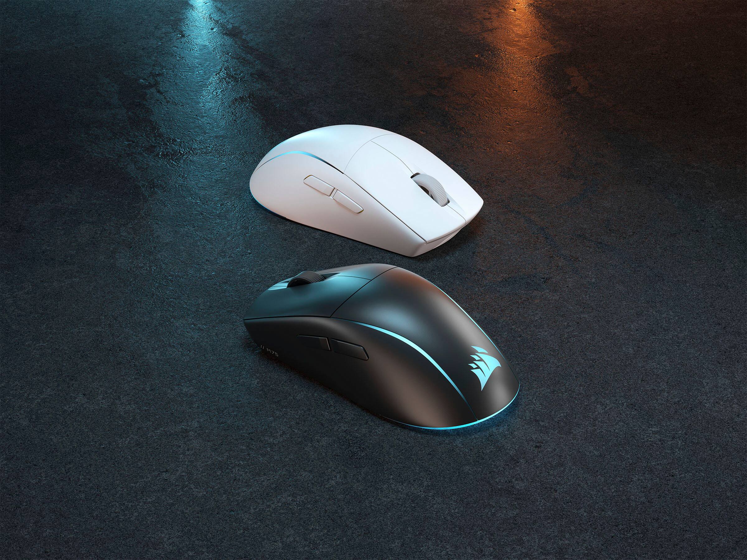 Alt View 18. CORSAIR - M75 WIRELESS Lightweight RGB Gaming Mouse - White.
