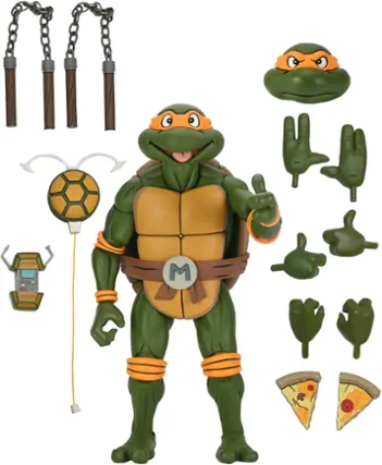 Front. NECA - Teenage Mutant Ninja Turtles (Cartoon)  ¼ Scale Action Figure - Giant Size Michelangelo.