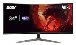 Acer - Nitro Gaming 34” Curved QHD 180Hz 1ms FreeSync Premium Gaming Monitor (DisplayPort, HDMI) - Black