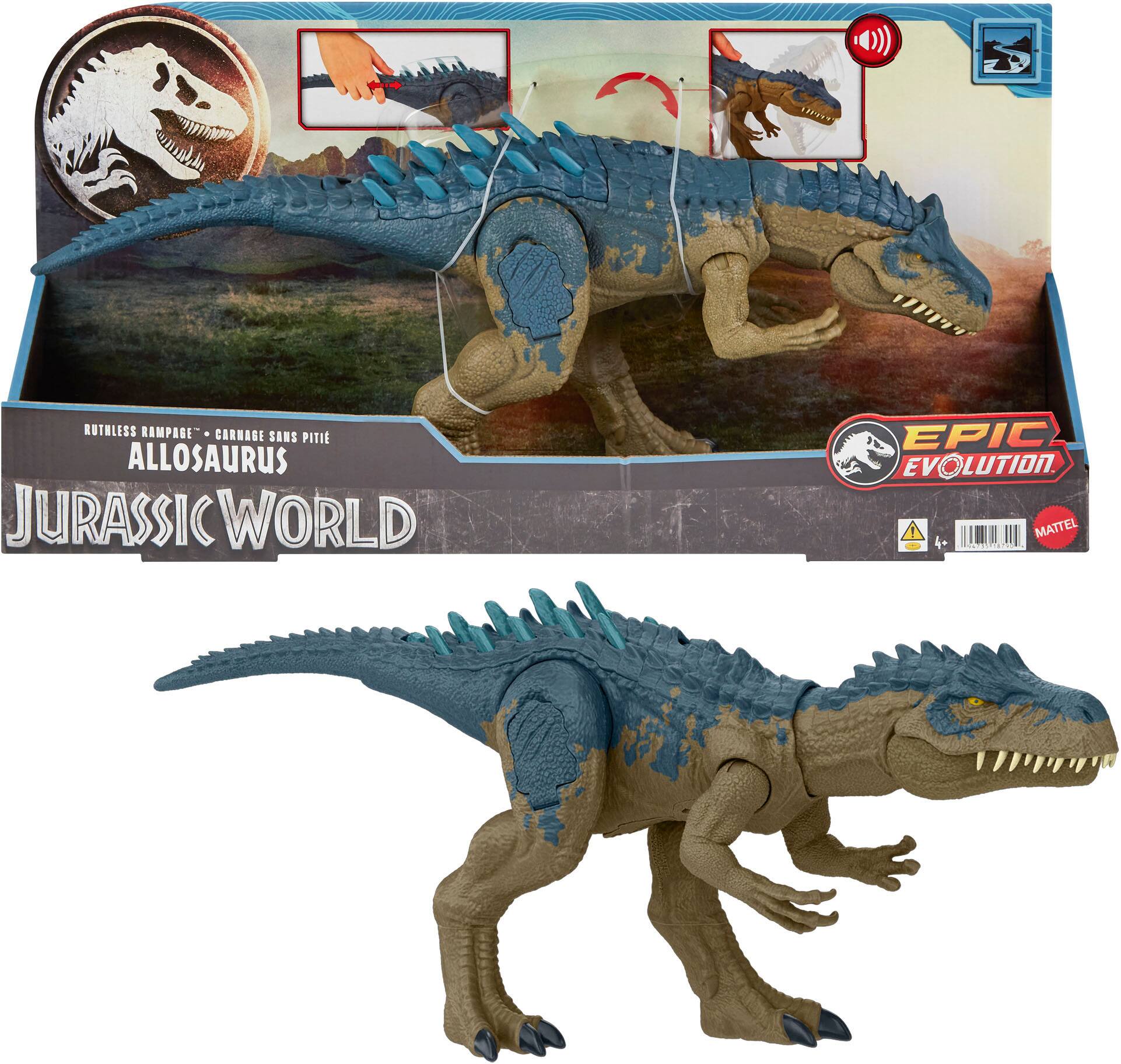 Angle. Jurassic World - Ruthless Rampage 17" Allosaurus Action Figure.