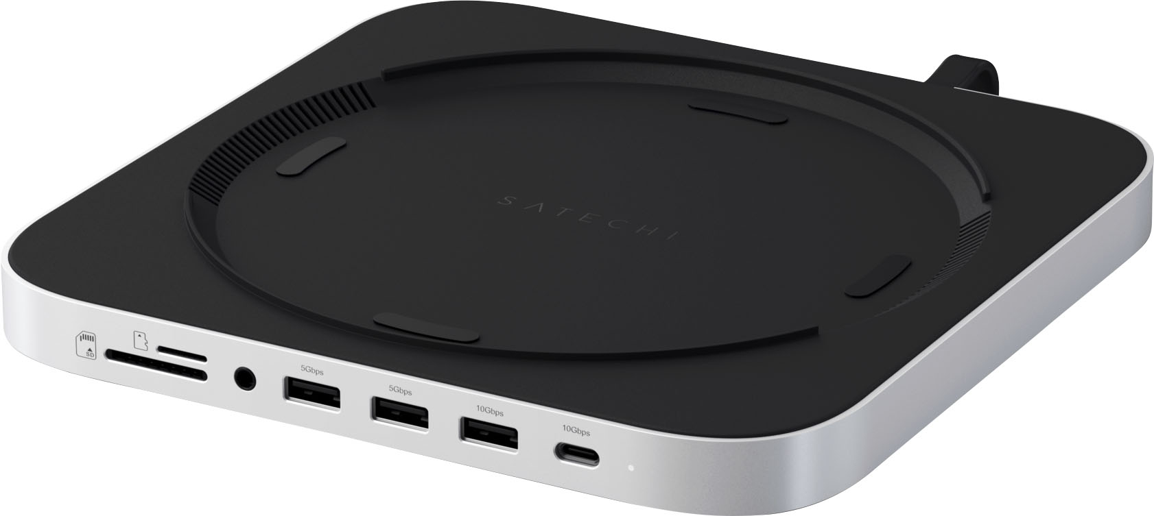 Satechi Mac Mini Hub y soporte con carcasa SSD para NVME y SATA, Mac Mini  Dock con USB C 10Gbps, 3X USB A 5/10Gbps, conector de audio 2.0, para Mac