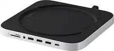 Front. Satechi - Stand & Hub For Mac Mini / Studio With NVMe SSD Enclosure - Silver.
