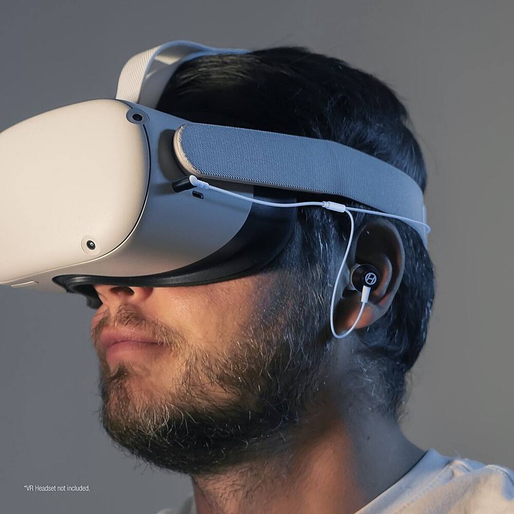 Left. Hyperkin - Earbuds with Travel Case for Oculus Quest/Quest 2 - Gray.