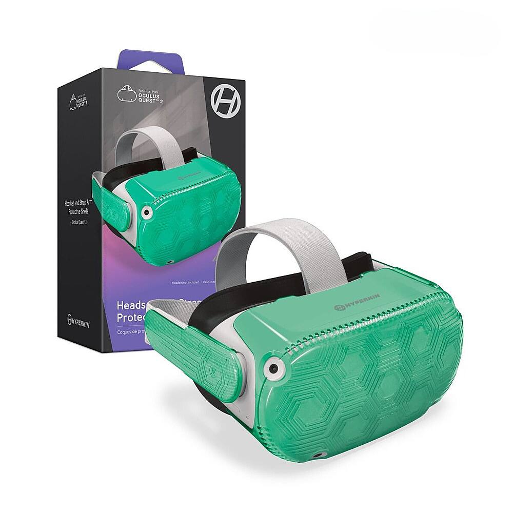 Left. Hyperkin - Headset and Strap Arm Protective Shells for Oculus Quest 2 - Fresh Mint.