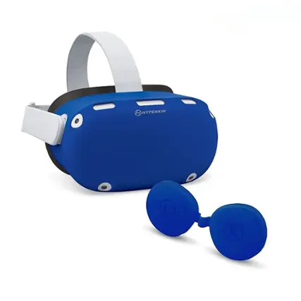 Front. Hyperkin - GelShell Headset Silicone Skin and Lens Cover Set for Oculus Quest 2 - Blue.