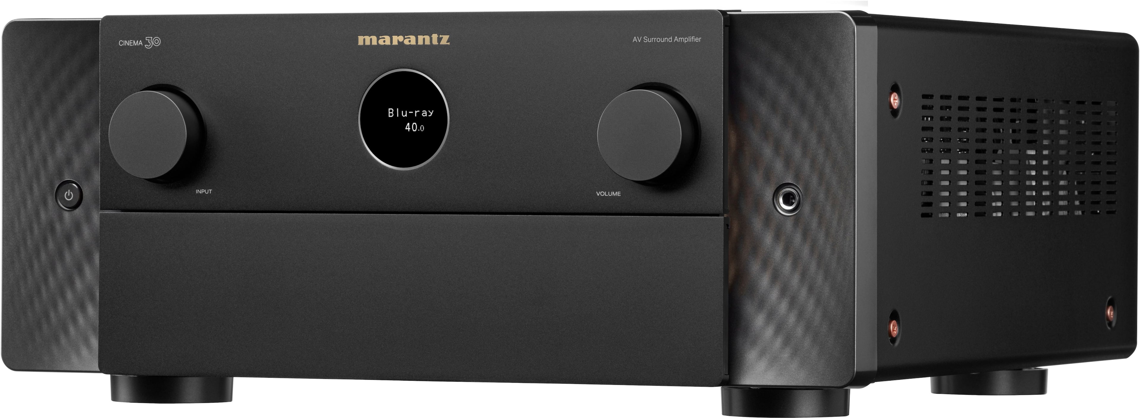Left. Marantz - Cinema 30 140W 11.4-Ch. Bluetooth Capable with HEOS 8K Ultra HD A/V Home Theater Receiver with Alexa - Black.