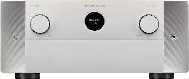 Front. Marantz - Cinema 30 140W 11.4-Ch. Bluetooth Capable with HEOS 8K Ultra HD A/V Home Theater Receiver with Alexa - Silver Gold.