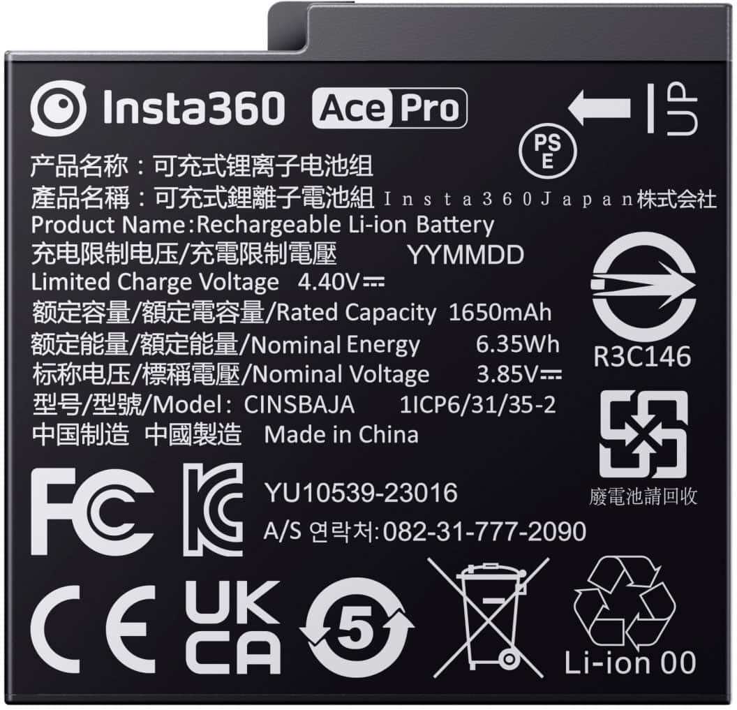 Alt View 1. Insta360 - Ace/Ace Pro Rechargeable Battery - Black.