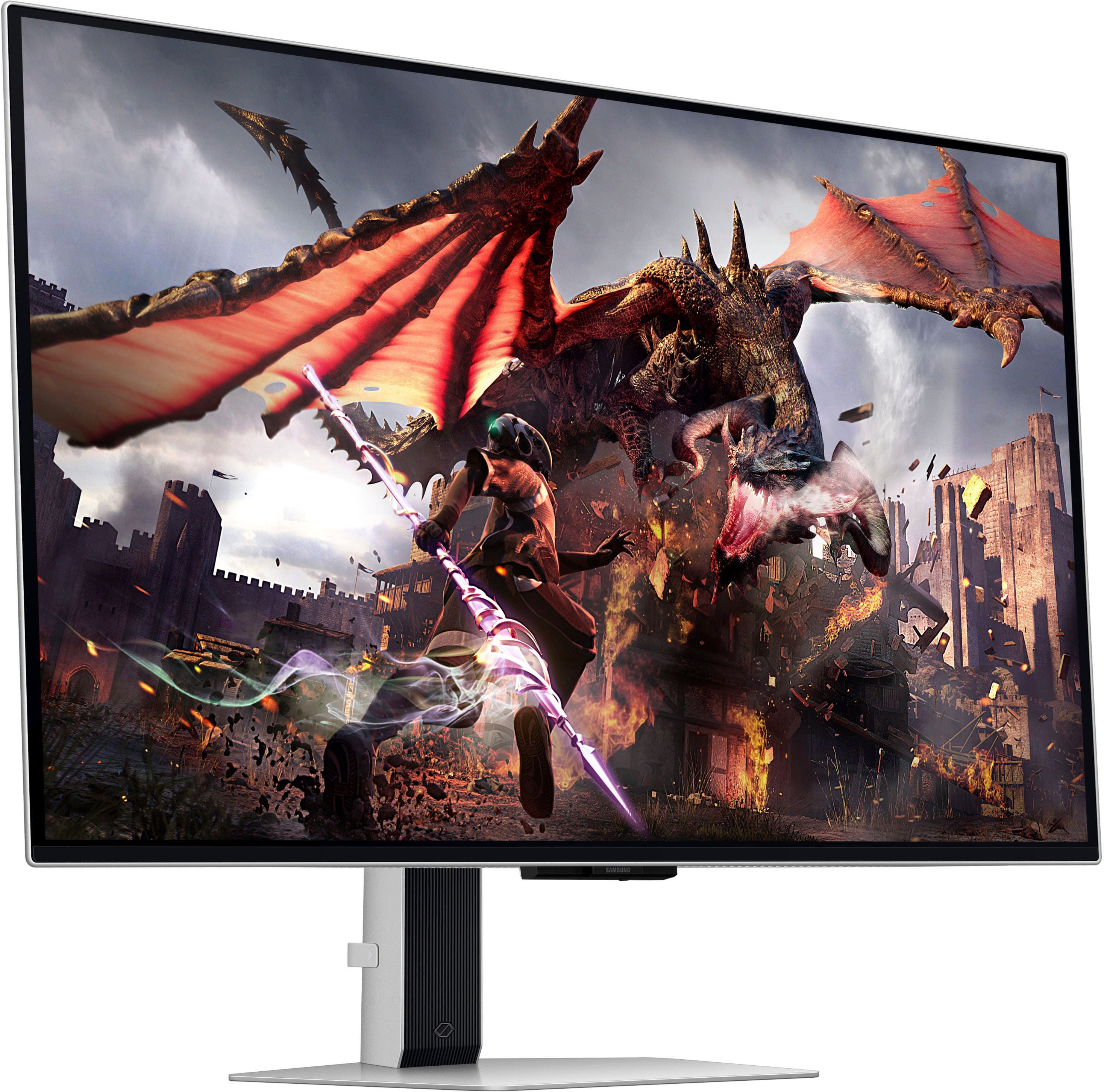 Alt View 14. Samsung - 32" Odyssey OLED G8 (G80SD) 4K UHD 240Hz 0.03ms Smart Gaming Monitor with HDR - Silver.