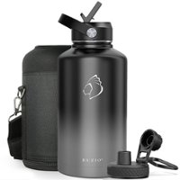 Buzio - 64oz Insulated Water Bottle with Straw Lid and Spout Lid - Black & Gray - Angle_Zoom