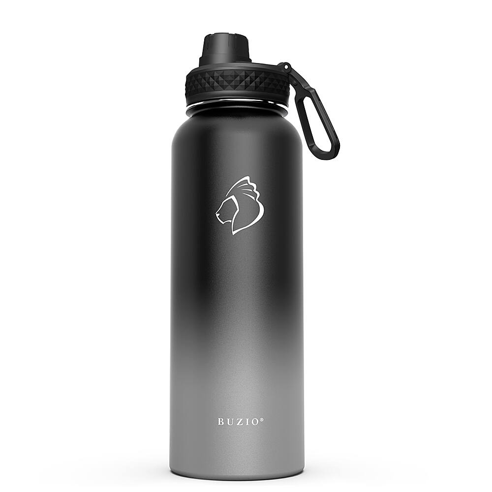 Buzio 40oz Insulated Water Bottle with Straw Lid and Spout Lid Black