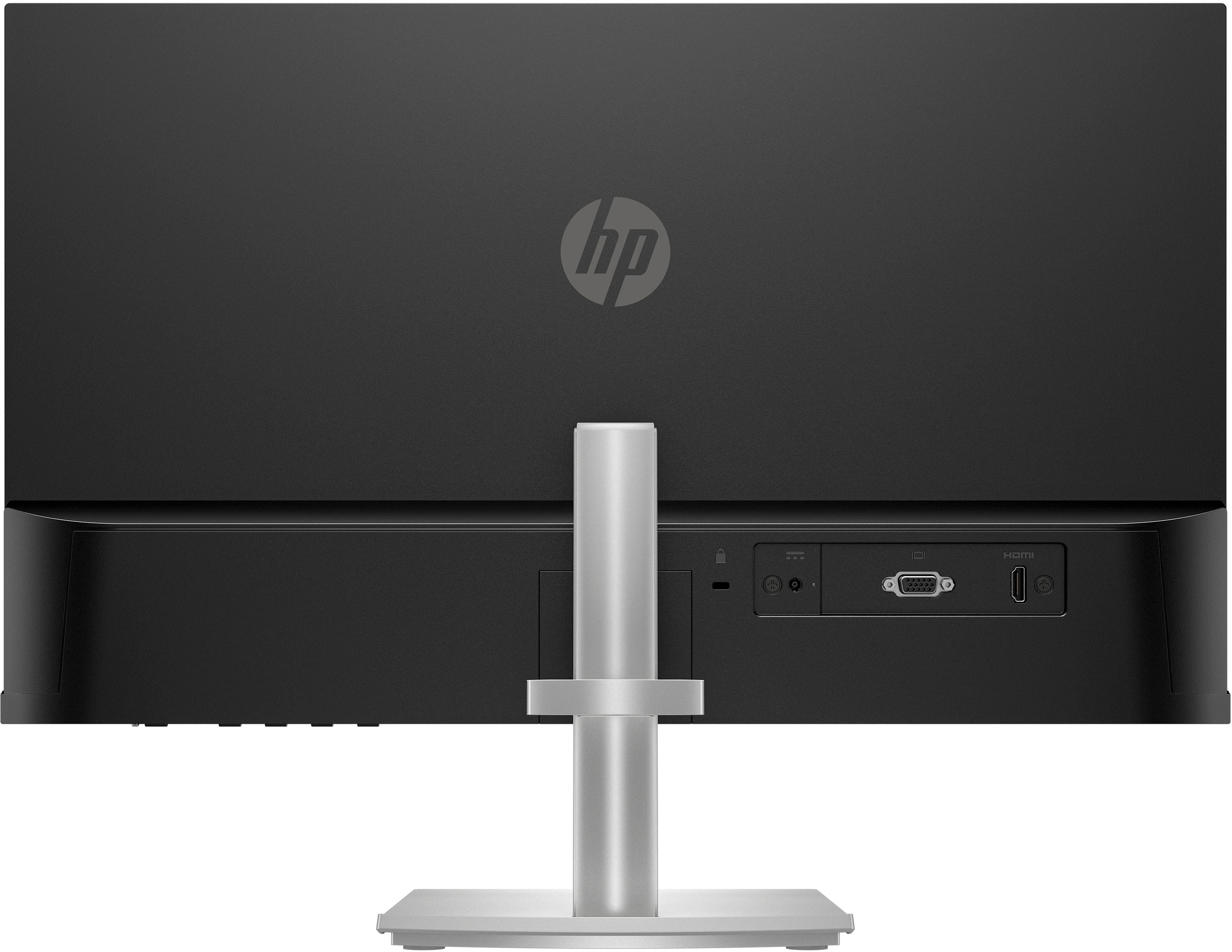 Back View: HP - 23.8" IPS LED FHD 100Hz Monitor with Adjustable Height (HDMI, VGA) - Silver & Black