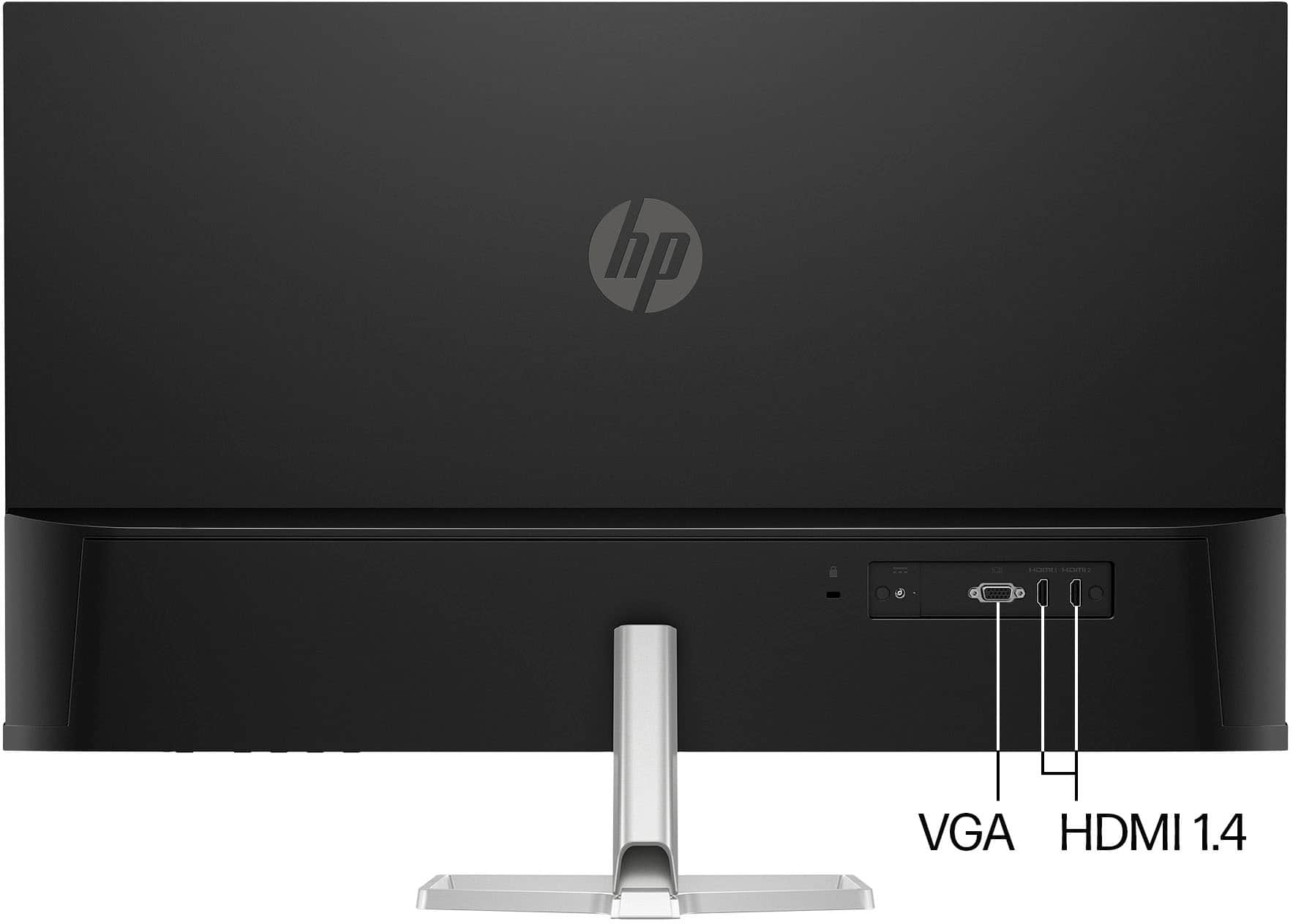 Back View: HP - 31.5" VA LED FHD 100Hz Monitor (HDMI, VGA) - Silver & Black