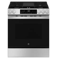 GE - 5.3 Cu. Ft. Slide-In Gas Convection Range with Steam Cleaning and EasyWash Tray - Stainless Steel - Front_Zoom
