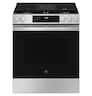 GE - 30 in. Wide 5 Burners 5.3 Cu. Ft. Slide-In Gas Convection Range with Steam Cleaning and EasyWash Tray - Stainless Steel