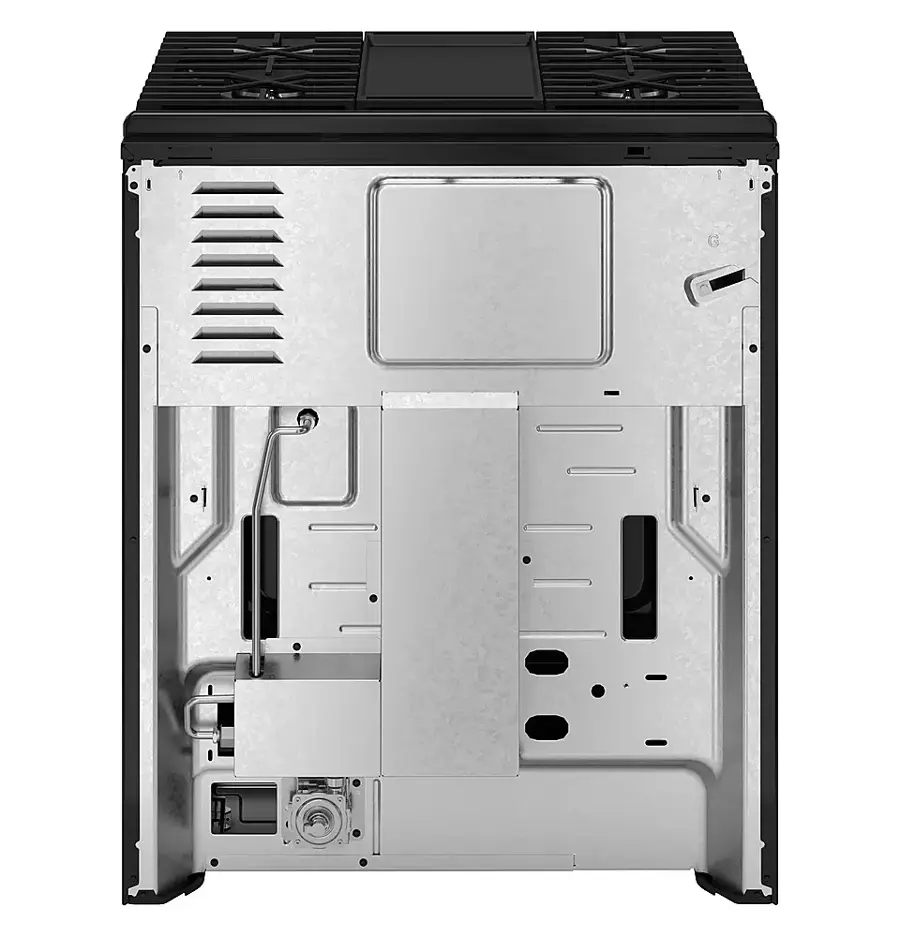 Alt View 40. GE - 5.3 Cu. Ft. Slide-In Gas Convection Range with Steam Cleaning and EasyWash Tray - Stainless Steel.