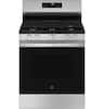 Front. GE - 5.3 Cu. Ft. Freestanding Gas Range with Self-Clean and Steam Cleaning Option and Crisp Mode - Stainless Steel.