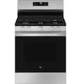 GE - 30 in. Wide 5 Burners 5.3 Cu. Ft. Freestanding Gas Range with Self-Clean and Steam Cleaning Option and Crisp Mode - Stainless Steel