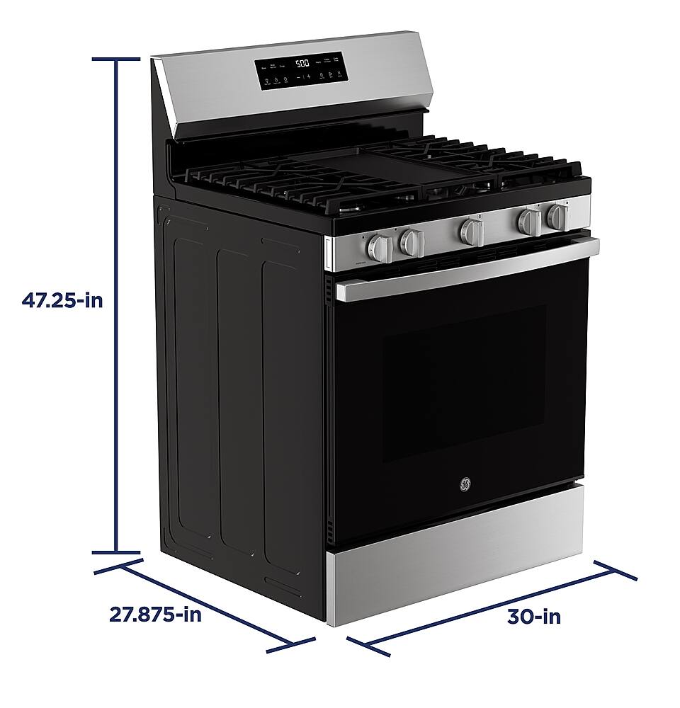 Alt View 17. GE - 5.3 Cu. Ft. Freestanding Gas Range with Self-Clean and Steam Cleaning Option and Crisp Mode - Stainless Steel.