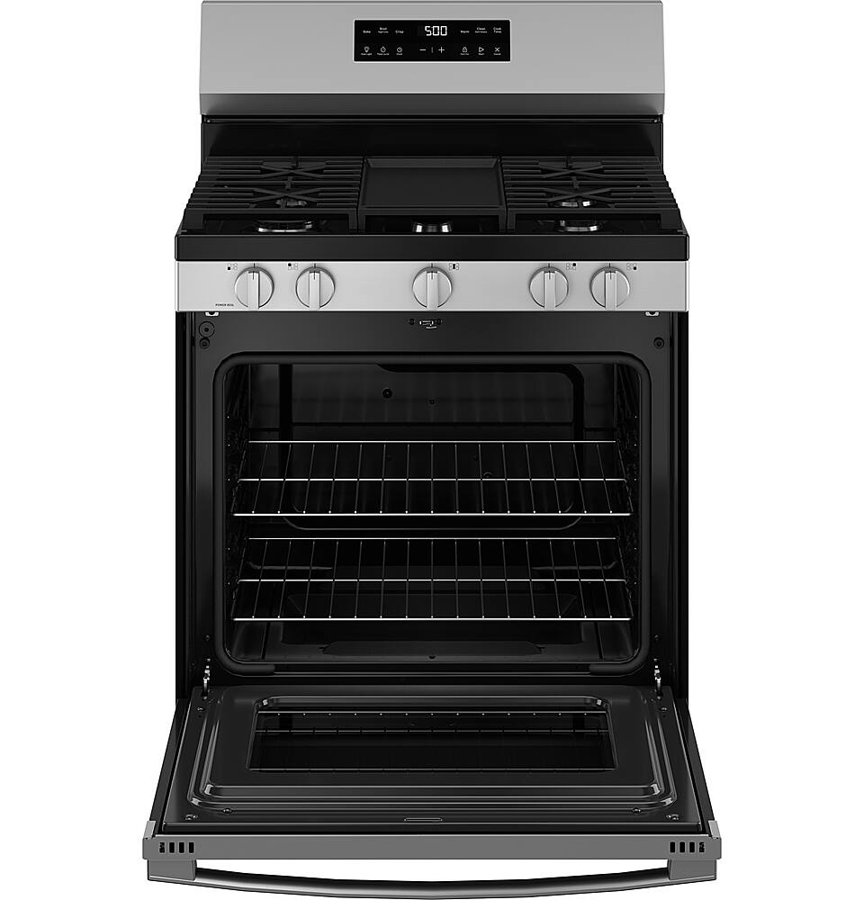 Alt View 19. GE - 5.3 Cu. Ft. Freestanding Gas Range with Self-Clean and Steam Cleaning Option and Crisp Mode - Stainless Steel.