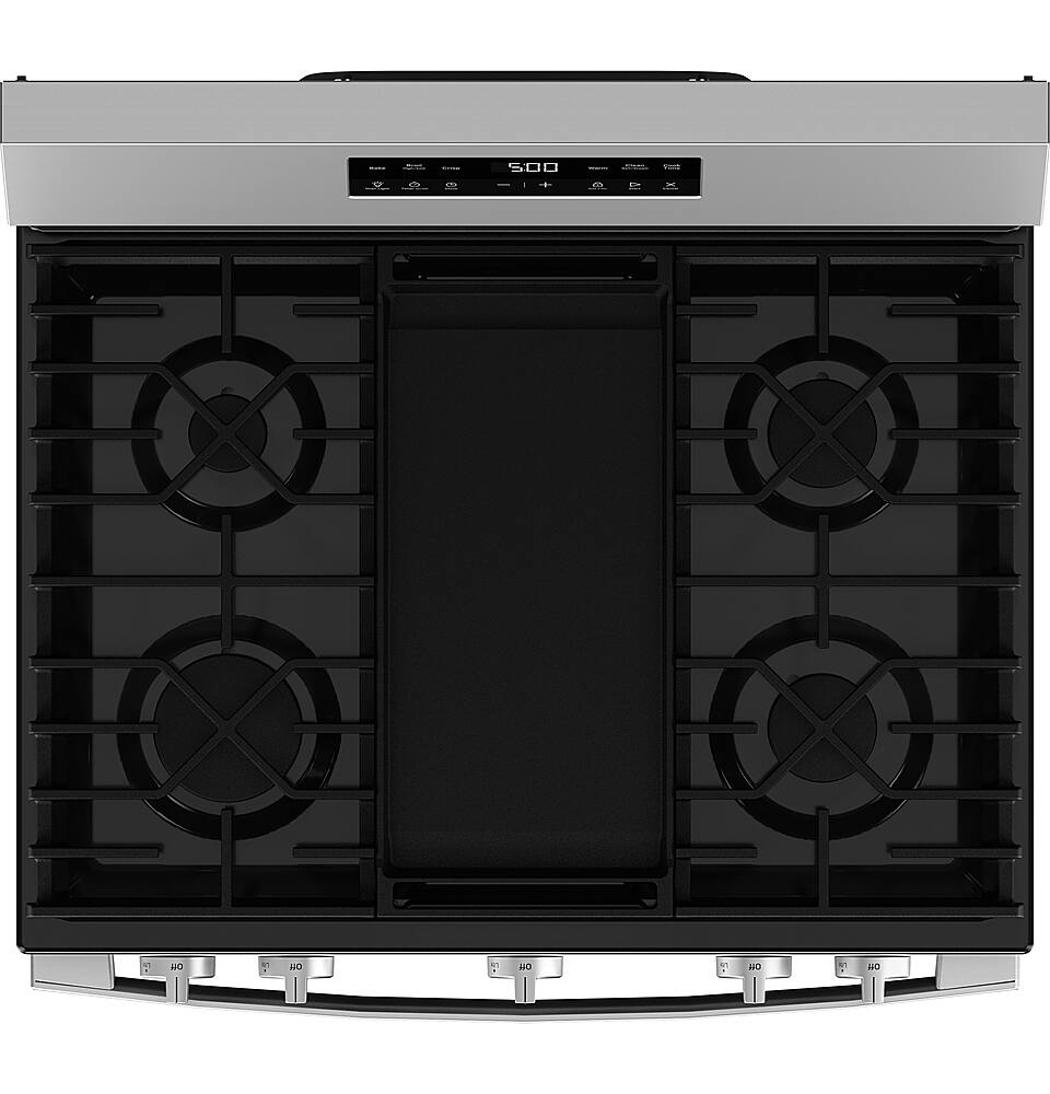 Alt View 15. GE - 5.3 Cu. Ft. Freestanding Gas Range with Self-Clean and Steam Cleaning Option and Crisp Mode - Stainless Steel.