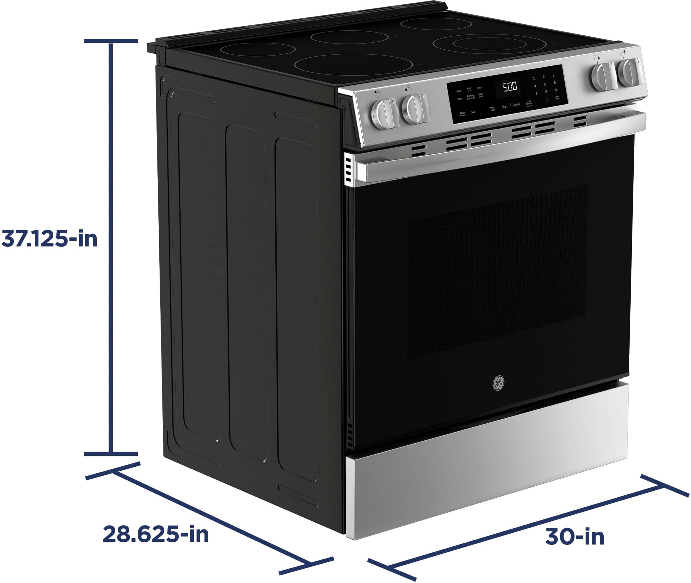 Alt View 16. GE - 5.3 Cu. Ft. Slide-In Electric Range with Self-Clean and Steam Cleaning Option and Crisp Mode - Stainless Steel.