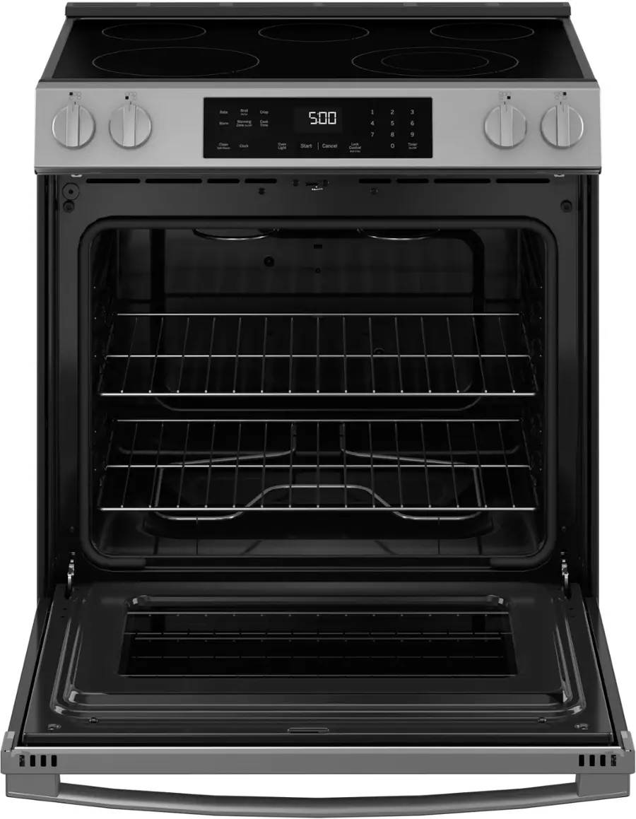 Alt View 17. GE - 5.3 Cu. Ft. Slide-In Electric Range with Self-Clean and Steam Cleaning Option and Crisp Mode - Stainless Steel.