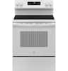 Front. GE - 5.3 Cu. Ft. Freestanding Electric Range with Steam Cleaning and 4 Burner Radiant Cooktop - White.