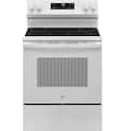 GE - 30 in. Wide 4 Elements 5.3 Cu. Ft. Freestanding Electric Range with Steam Cleaning and Radiant Cooktop - White