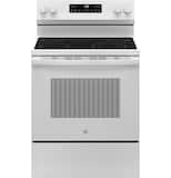 GE - 30 in. Wide 4 Elements 5.3 Cu. Ft. Freestanding Electric Range with Steam Cleaning and Radiant Cooktop - White