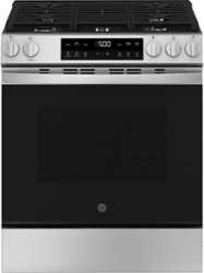 GE - 5.3 Cu. Ft. Slide In Gas Range with Steam Cleaning and Crisp Mode - Stainless Steel - Front_Zoom