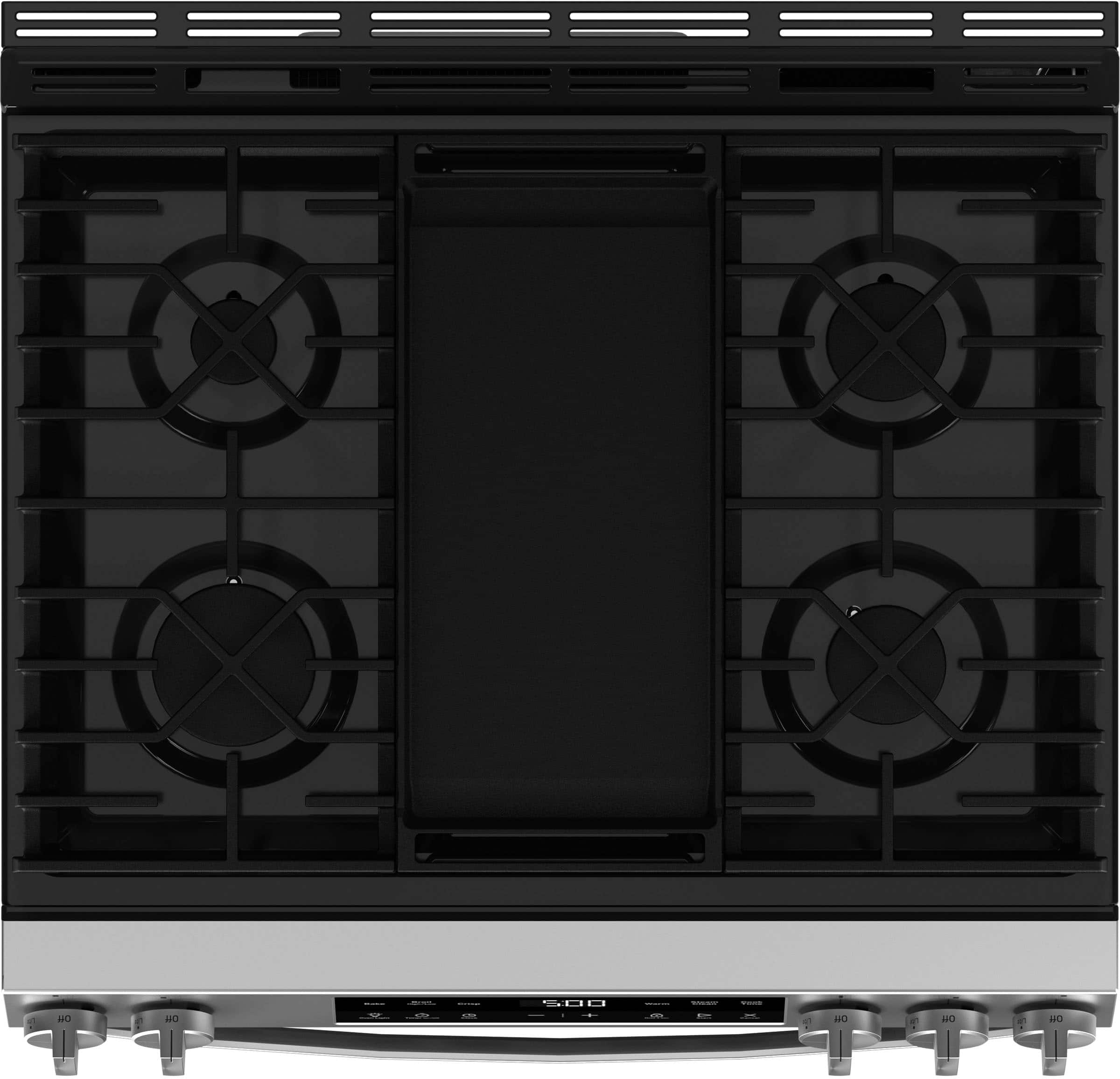 Alt View 14. GE - 5.3 Cu. Ft. Slide In Gas Range with Steam Cleaning and Crisp Mode - Stainless Steel.