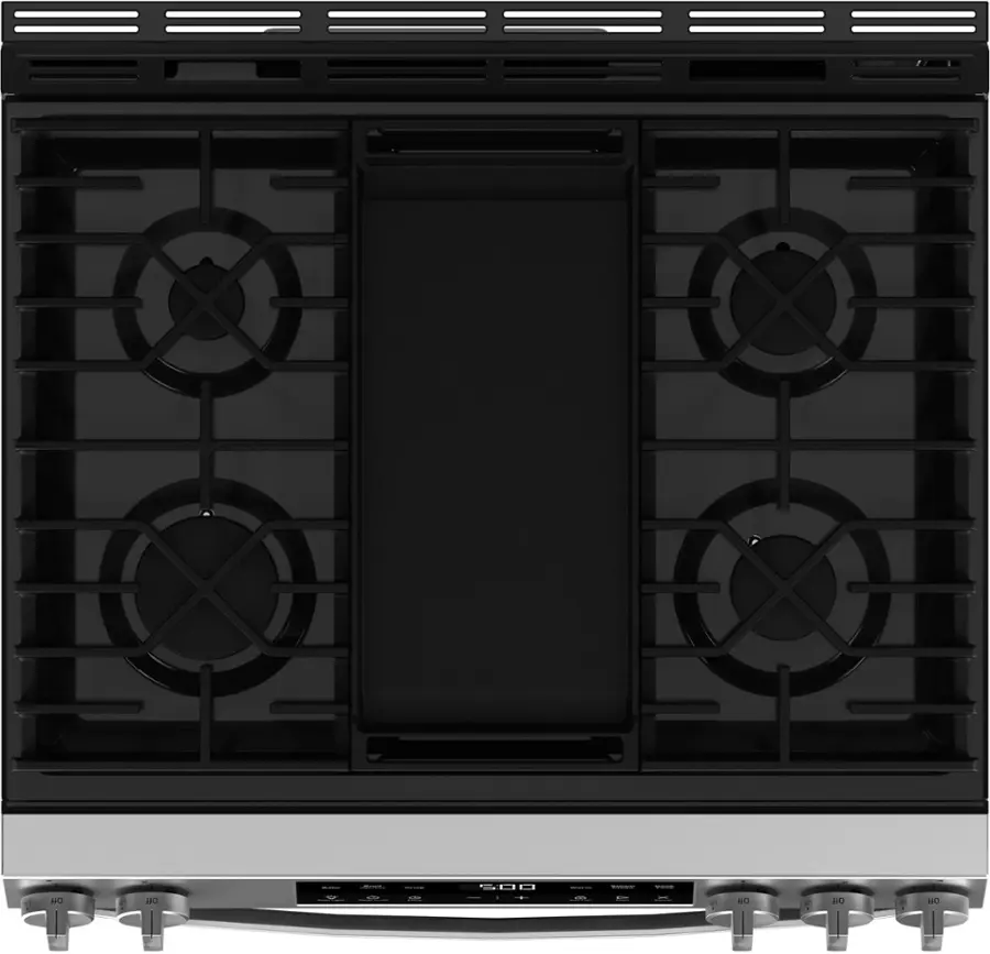Alt View 14. GE - 5.3 Cu. Ft. Slide In Gas Range with Steam Cleaning and Crisp Mode - Stainless Steel.