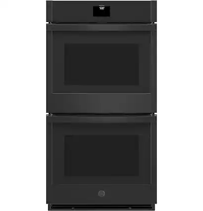 Front. GE - 27" Built-In Electric Convection Double Wall Oven with No Preheat Air Fry - Black.