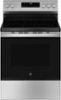 GE - 5.3 Cu. Ft. Freestanding Electric Range with Self-Clean and Steam Cleaning Option and Crisp Mode - Stainless Steel