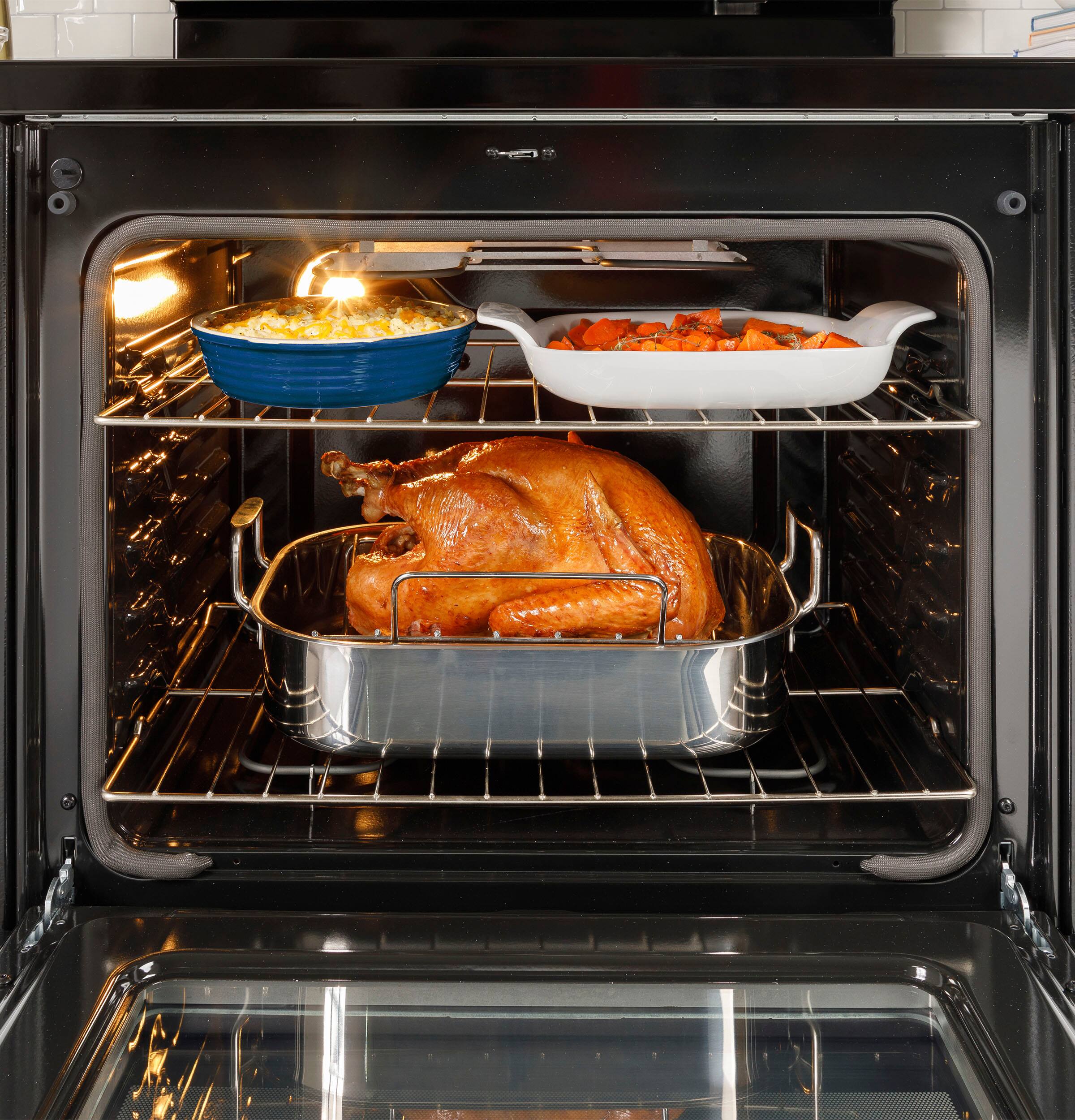 Alt View 22. GE - 5.3 Cu. Ft. Freestanding Electric Range with Self-Clean and Steam Cleaning Option and Crisp Mode - Stainless Steel/Black.