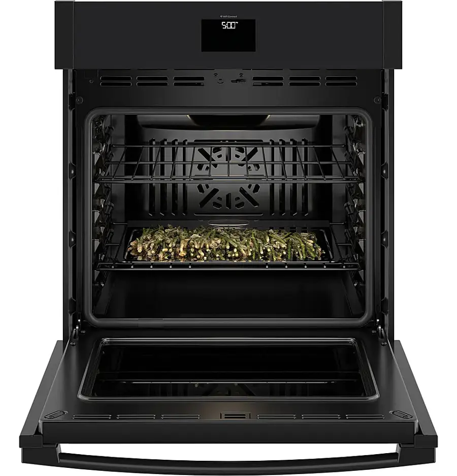 The text on the image reads "SLT 1.1 cu. ft." This indicates that the oven has a capacity of 1.1 cubic feet.