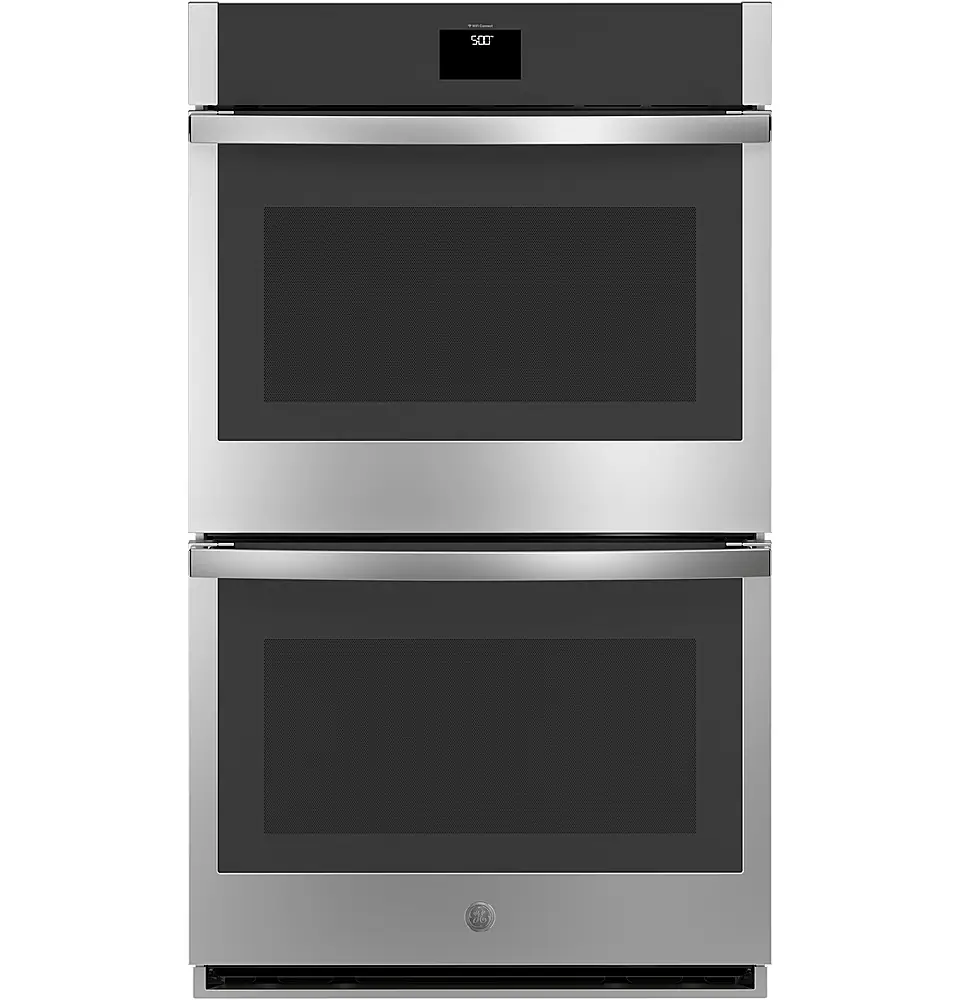 Front. GE - 30" Built-In Electric Convection Double Wall Oven with No Preheat Air Fry - Stainless Steel.