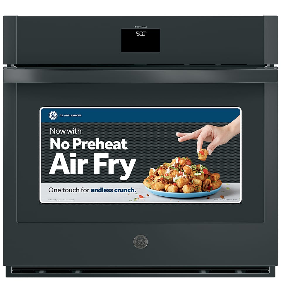 The text on the image reads: "Now with No Preheat Air Fry. One touch for endless crunch."