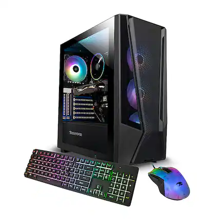 Front. iBUYPOWER - Trace 7 Mesh Gaming Desktop - AMD Ryzen 7 5700 - 16GB DDR4 RGB Memory - GeForce RTX 4060 8GB - 1TB NVMe - Black.