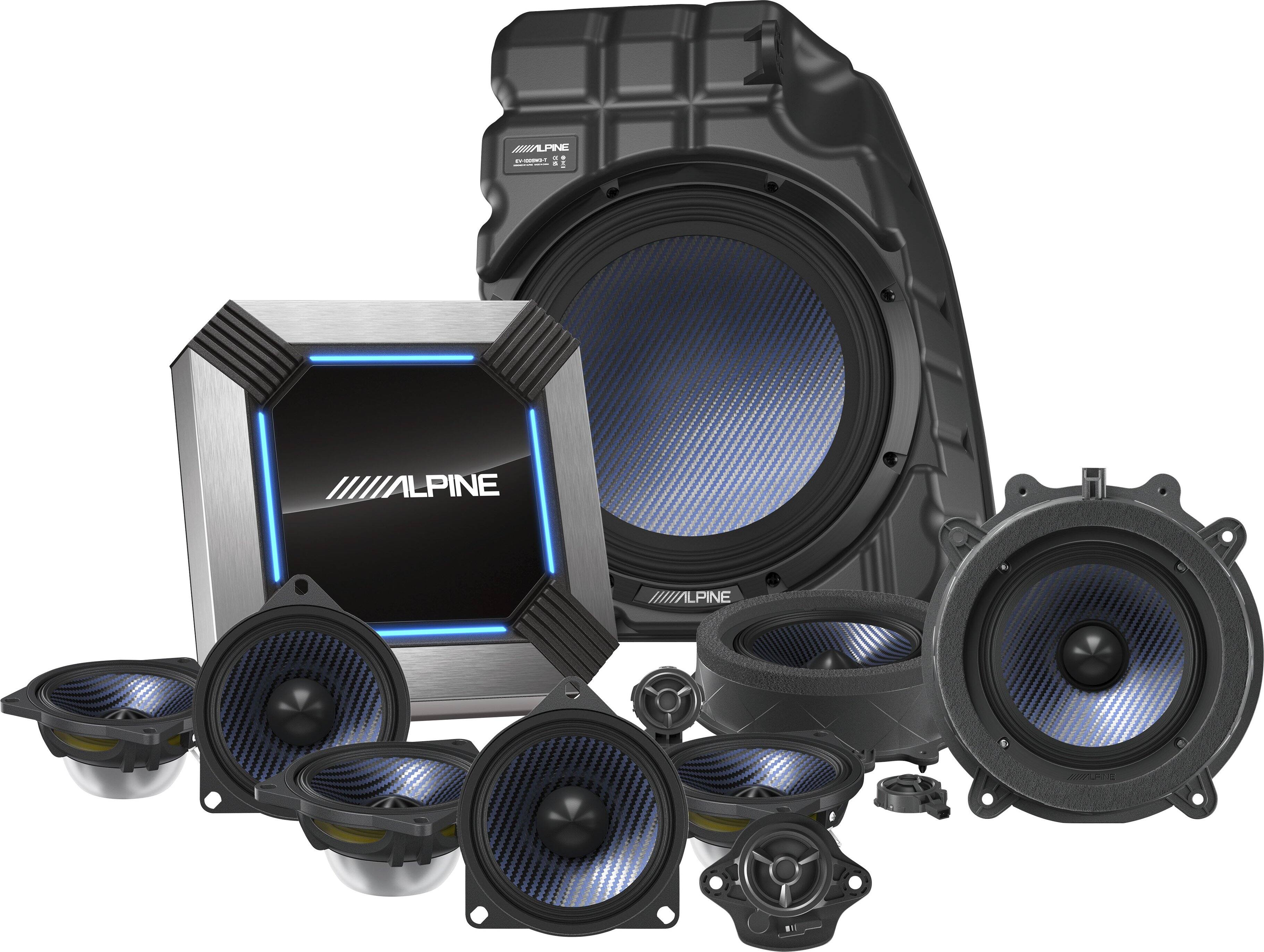 Front. Alpine - 11-Speaker Complete Sound System Upgrade for 2018-2021 Tesla Model 3 - Black.